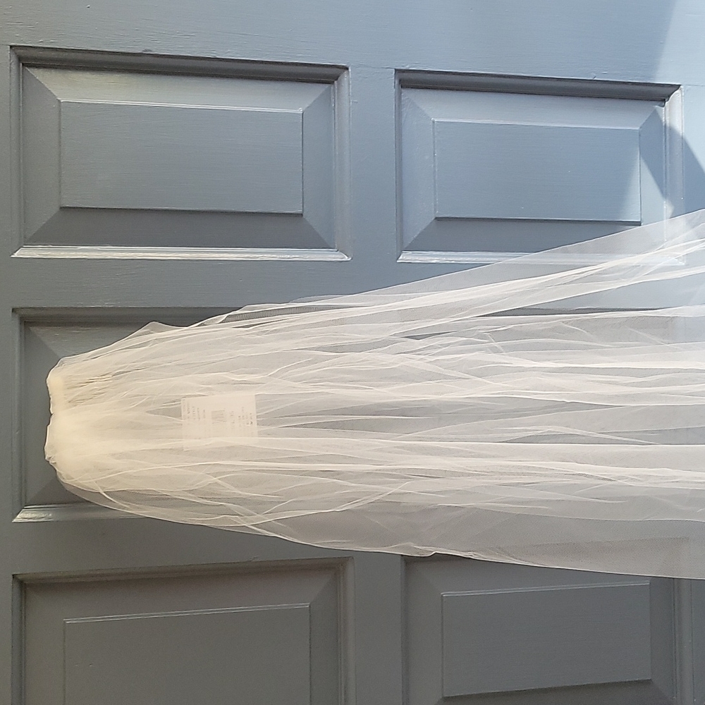 Raw Edge 108 inch Cathedral Veil Ivory